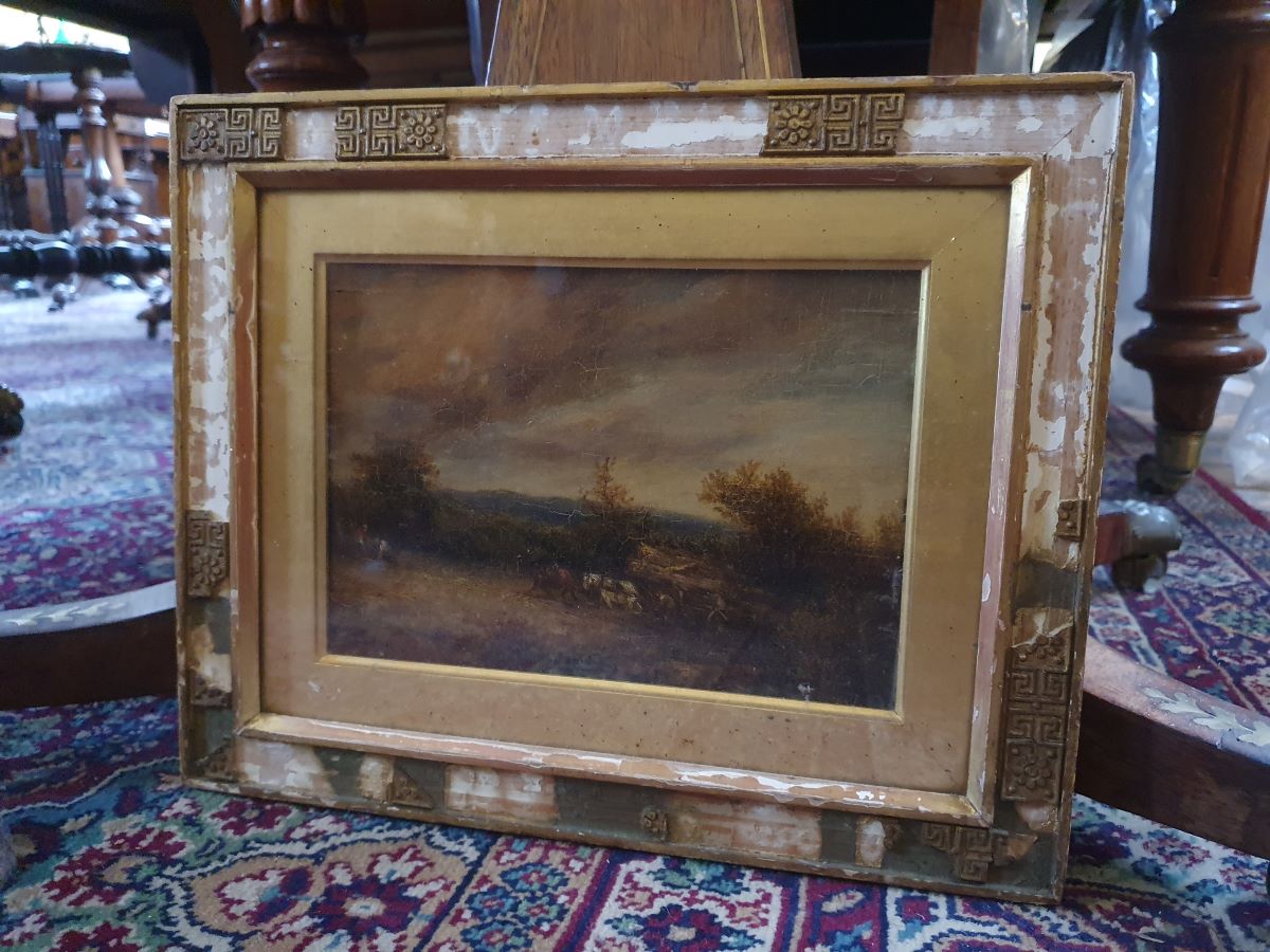 Late 18th Century Oil Of Timber Workers